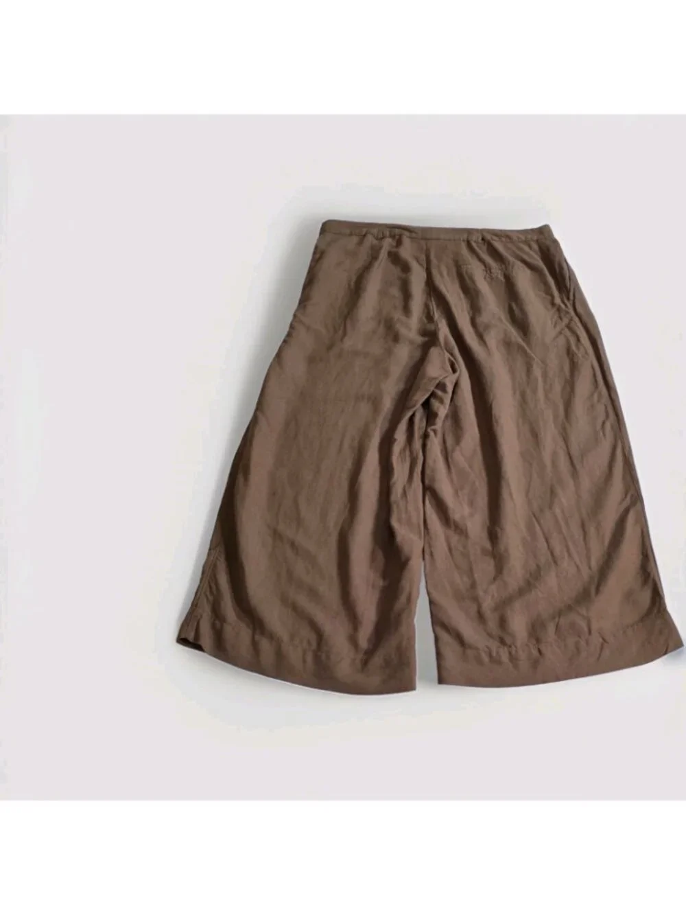 H&M Linen Blend Wide Leg Pant Plus Sz 18 Brown Culottes Pleated Cropped Tailored